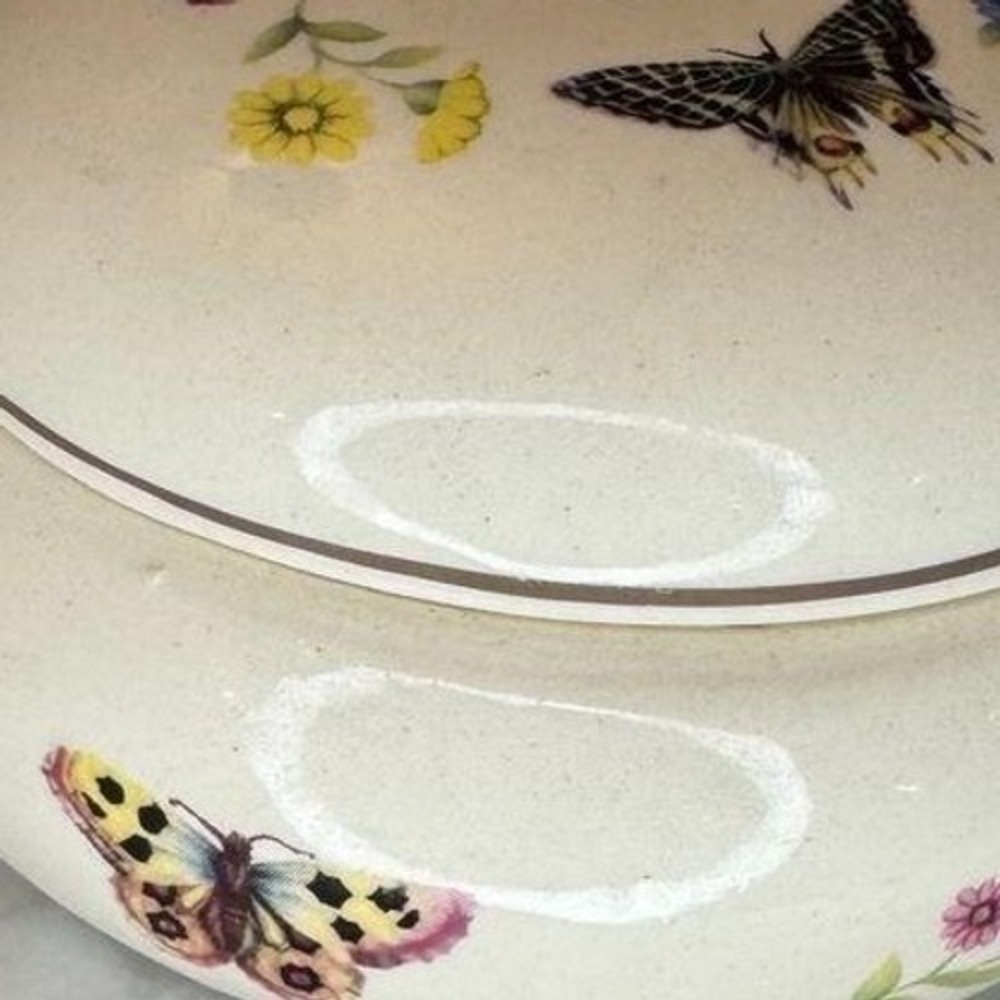 Vintage Butterfly‎ Floral Ceramic Trinket Box Cream Porcelain Jewelry Jar 4" - Picture 8 of 9